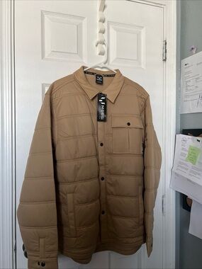 Men’s Quilted Tan Puffer Jacket by Messi